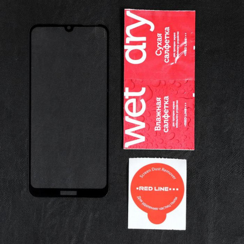 Защитное стекло Red Line для Huawei Honor 8A/8A Pro/Y6s 2019, Full screen, полный клей, чёрное Red Line
