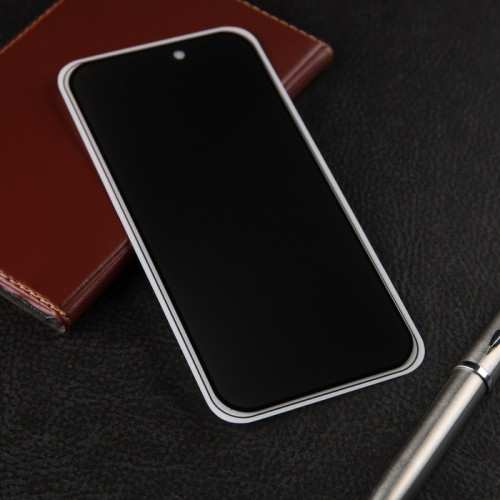 Защитное стекло для iPhone 15 Pro, антишпион, 9H, 0.33 мм, чёрное (производитель не указан)