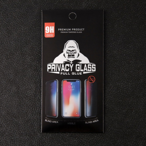 Защитное стекло для iPhone 15 Pro Max, антишпион, 9H, 0.33 мм, чёрное (производитель не указан)