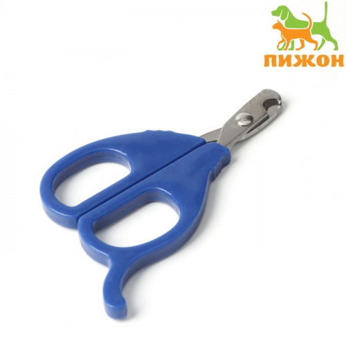 Ножницы-когтерезы малые с упором для пальца, синие Пижон