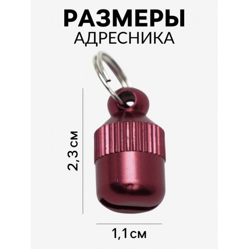 Адресник-капсула под записку «Бочонок», 1.1×2.3 см, красный Пижон