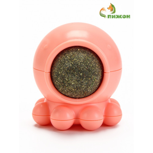 Игрушка для кошек из кошачьей мяты «Осьминог» на основании, 5×4 см, розовая Пижон