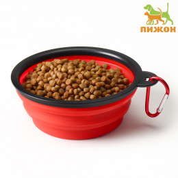 Миска силиконовая, складная, 350 мл, 13 см, красная