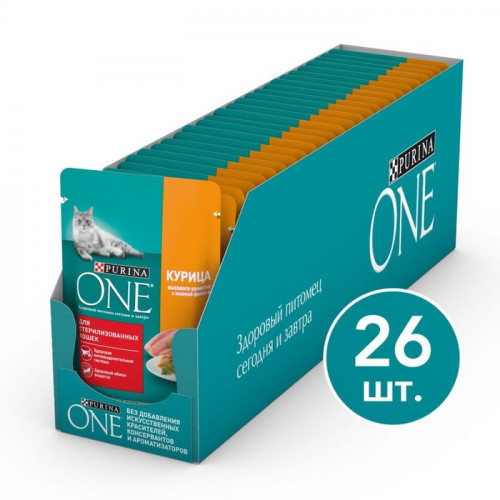 Влажный корм Purina One для стерилизованных кошек, курица/фасоль, 75 г Purina ONE
