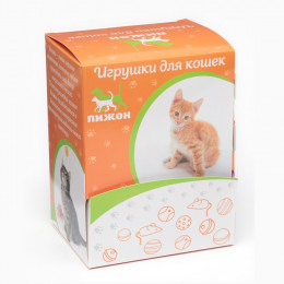 Игрушка для кошек «Малая мышь» с перьями, 5 см, фасовка 50 шт.