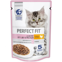 Влажный корм Perfect Fit для котят, курица, пауч, 75 г