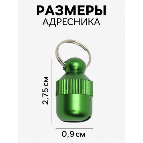 Адресник-капсула под записку «Бочонок», 1.1×2.3 см, зелёный Пижон