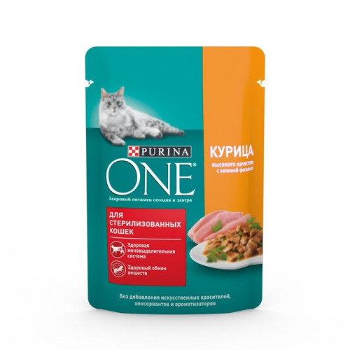 Влажный корм Purina One для стерилизованных кошек, курица/фасоль, 75 г Purina ONE