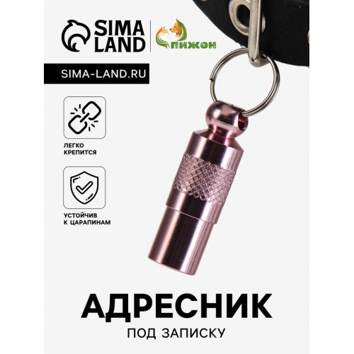 Адресник-капсула под записку, 0.9×2.75 см, розовый Пижон