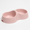 Миска двойная «Мур-мяу» 22.5 см × 13 см × 6 см, 0.2 л, розовый ZOO PLAST