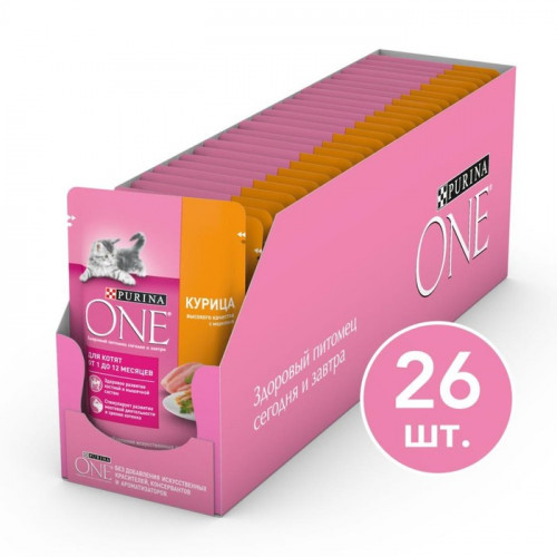 Влажный корм Purina One для котят, курица/морковь, 75 г Purina ONE