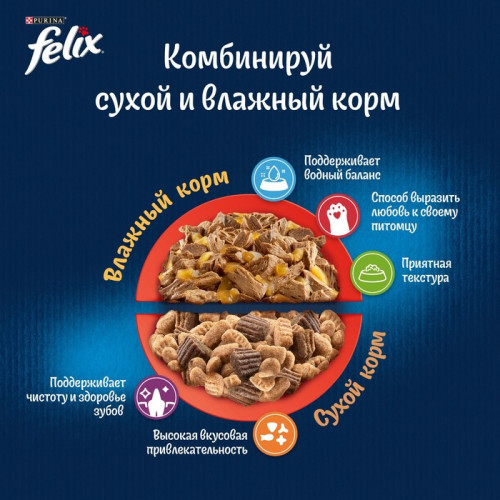 Влажный корм Felix Природа вкуса для кошек, говядина, 75 г FELIX