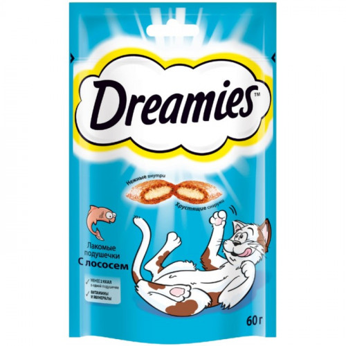 Лакомство Dreamies для кошек, лосось, 60 г Dreamies