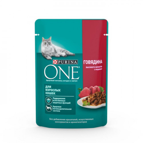 Влажный корм Purina One для кошек, говядина/морковь, 75 г Purina ONE