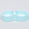 Миска двойная Мур-мяу 22.5 см × 13 см × 6 см, 0.2 л, голубой ZOO PLAST