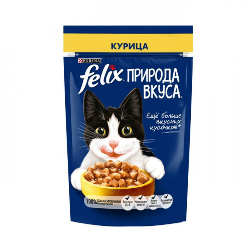 Влажный корм Felix Природа вкуса для кошек, курица, 75 г FELIX