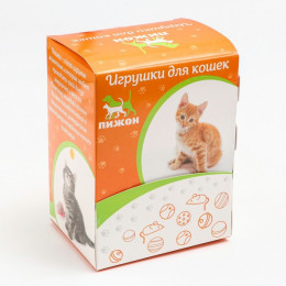 Шарик с перьями для кошек, 3.4 см, фасовка по 50 шт., микс цветов