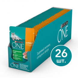 Влажный корм Purina One для домашних кошек, курица/морковь, 75 г