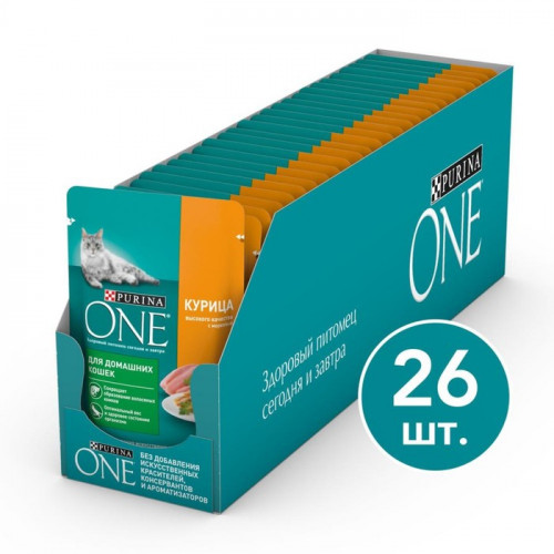 Влажный корм Purina One для домашних кошек, курица/морковь, 75 г Purina ONE