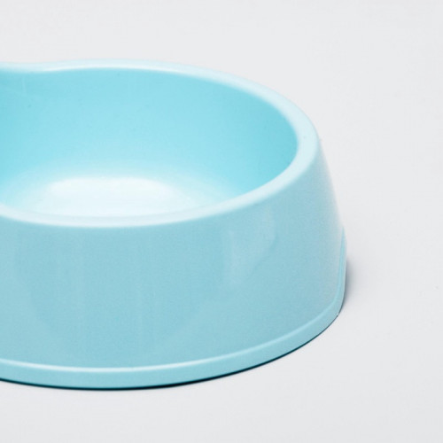 Миска двойная Мур-мяу 22.5 см × 13 см × 6 см, 0.2 л, голубой ZOO PLAST