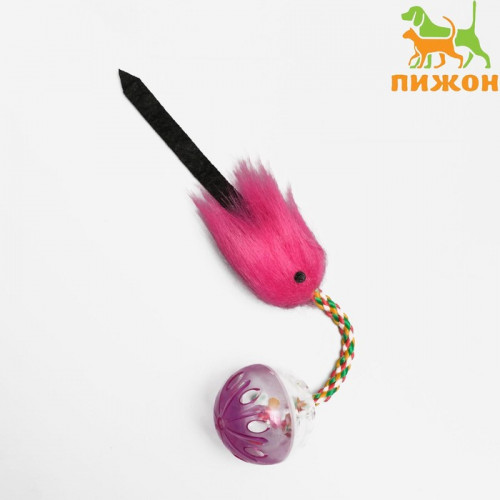 Шар-погремушка с хвостиком, микс цветов Пижон
