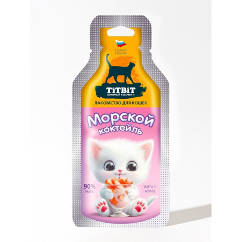 Морской коктейль лакомство для кошек TitBit 15 г TiTBiT