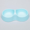 Миска двойная Мур-мяу 22.5 см × 13 см × 6 см, 0.2 л, голубой ZOO PLAST