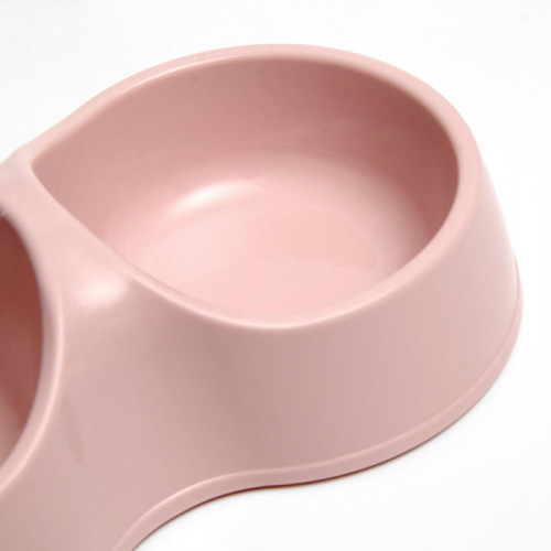 Миска двойная «Мур-мяу» 22.5 см × 13 см × 6 см, 0.2 л, розовый ZOO PLAST