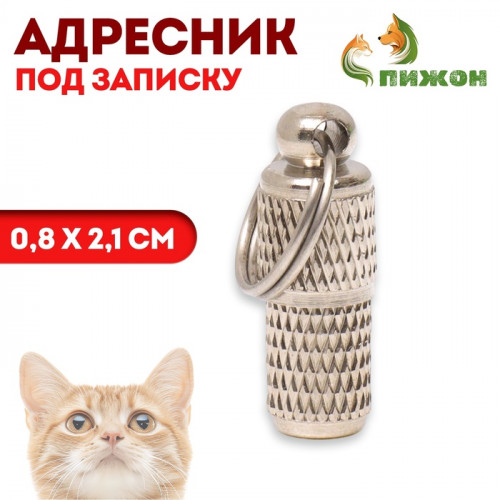 Адресник - капсула под записку, рельефный, 0.8×2.1 см Пижон