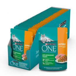 Влажный корм Purina One для домашних кошек, курица/морковь, 75 г