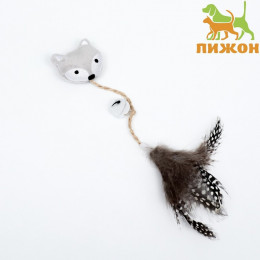 Игрушка для кошек с кошачьей мятой и перьями «Бурундук», 10 см, с бубенчиком