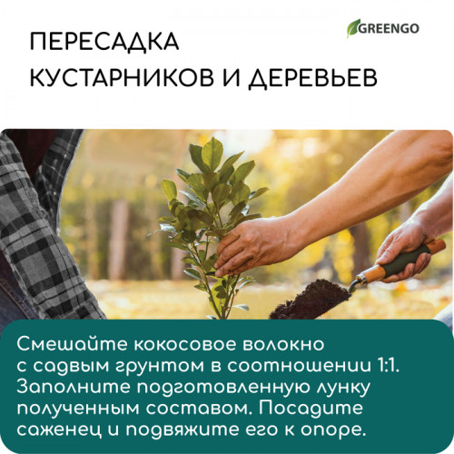 Волокно кокосовое, для мульчирования, 4 л, Greengo Greengo