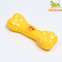 Игрушка пищащая «Кость с портретом» для собак, 15 см, жёлтая