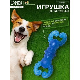 Игрушка жевательная «Краб», прозрачная, TPR, 12 см, голубая