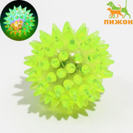 Мяч светящийся для животных малый, TPR, 4.5 см, жёлтый