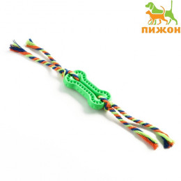 Игрушка жевательная с канатом, 11×5.5 см, зелёная