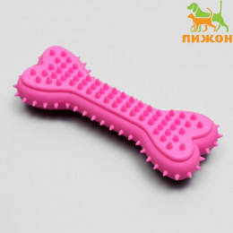 Игрушка жевательная литая «Кость для массажа», 11×4×2 см, розовая