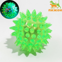 Мяч светящийся для животных малый, TPR, 4.5 см, зелёный