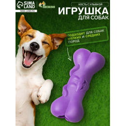 Игрушка жевательная «Кость с улыбкой», TPR, 9 см, фиолетовая