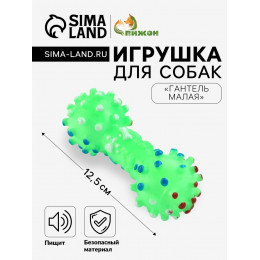 Игрушка пищащая «Гантель малая» для собак, 12.5 см, зелёная