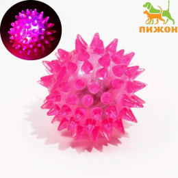 Мяч светящийся для животных малый, TPR, 4.5 см, розовый