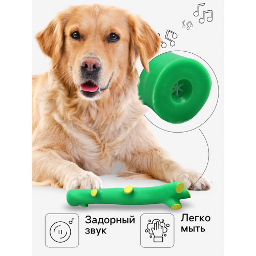 Игрушка пищащая «Ветка» для собак, 21.5 см, зелёная Пижон