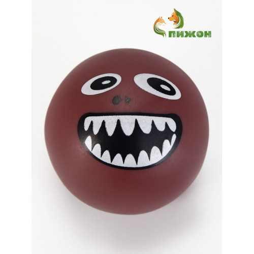 Игрушка пищащая «Мяч монстр» для собак, 7 см, коричневая Пижон