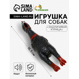 Игрушка пищащая «Задумчивая курица» малая для собак, 16.5 см, чёрная