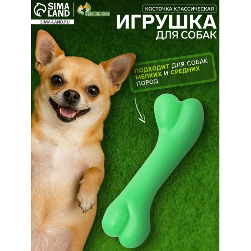 Игрушка жевательная «Косточка классическая», TPR, 12.3 см, зелёная Пижон